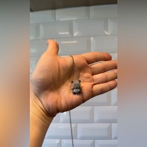 Simulated Diamond 925 Silver Adorable
Panda Bear Necklace 14k White